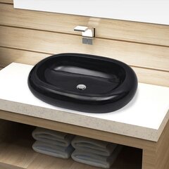 Раковина для ванной керамическая, черная, овальная цена и информация | Раковины | 220.lv