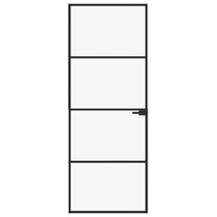 vidaXL iekšdurvis, 76x201,5 cm, melnas, rūdīts stikls un alumīnijs cena un informācija | Iekšdurvis | 220.lv