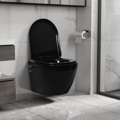 vidaXL tualetes pods ar bidē, stiprināms pie sienas, melna keramika цена и информация | Унитазы | 220.lv