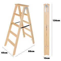 Деревянная лестница для покраски, выдвижная, 2x5 ступеней, складная, двусторонняя цена и информация | Стремянки | 220.lv