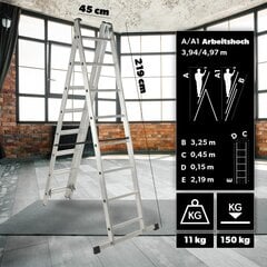 Alumīnija kāpnes, universālas, 3x8, salokāmas, abpusējas, izturīgas, + āķis cena un informācija | Saliekamās kāpnes, celtniecības sastatnes | 220.lv