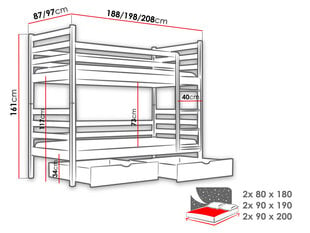 Кровать двухъярусная Аэро-попиль цена и информация | Кровати | 220.lv