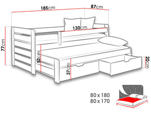 Кровать двухъярусная Каталония 80-белый цена и информация | Кровати | 220.lv