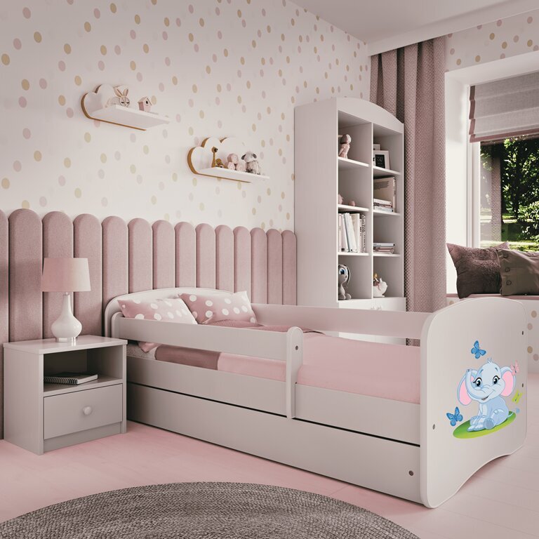 Balta babydreams gulta ar atvilktni, bez matrača 140/70 cena un informācija | Gultas | 220.lv