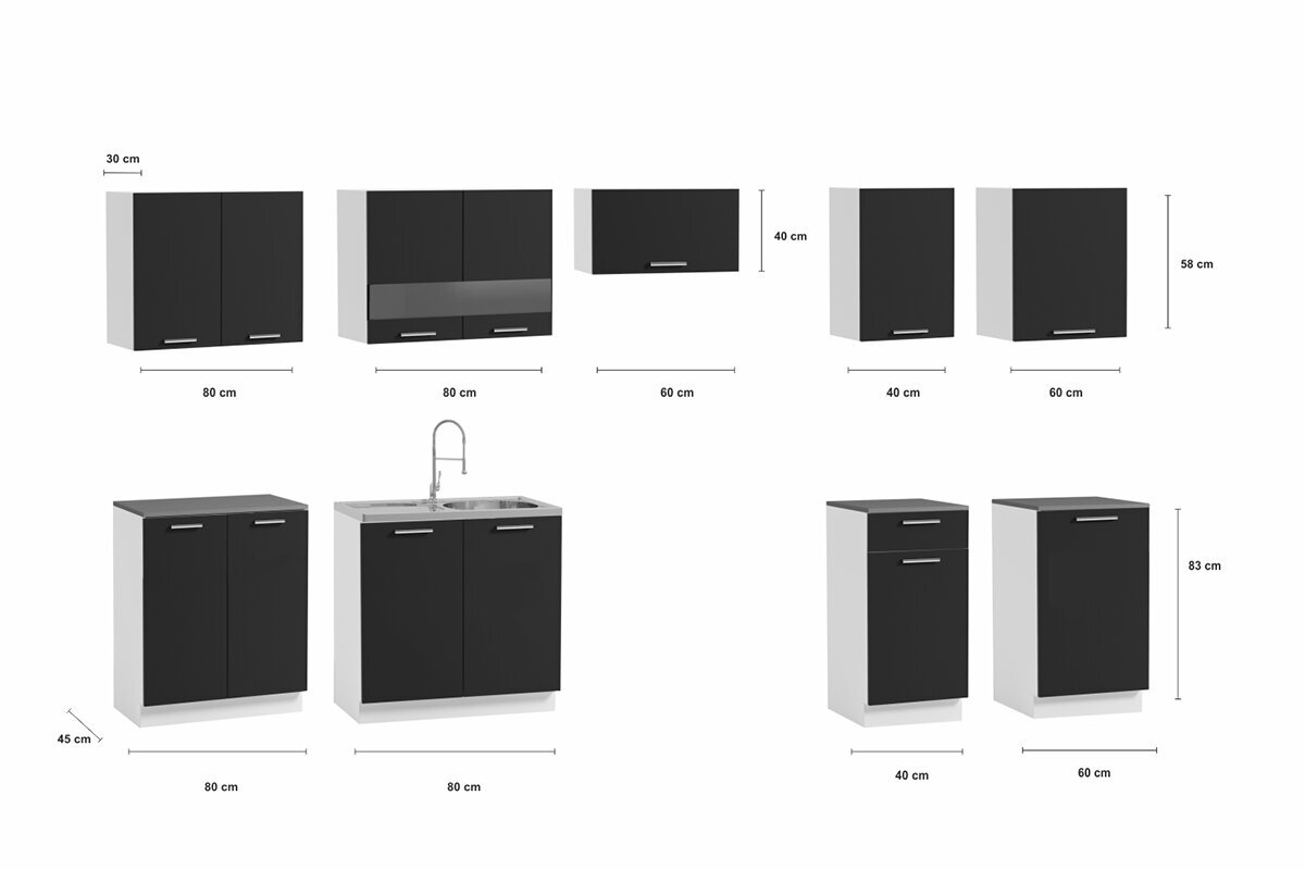 Virtuves komplekts LUIZA III-sonoma + sonoma tabac cena un informācija | Virtuves komplekti | 220.lv