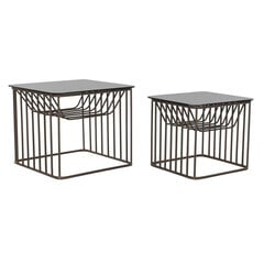 Набор из двух столов DKD Home Decor Стеклянный Чёрный Металл Медь (52 x 52 x 44 cm) (2 pcs) цена и информация | Тумбы под телевизор | 220.lv