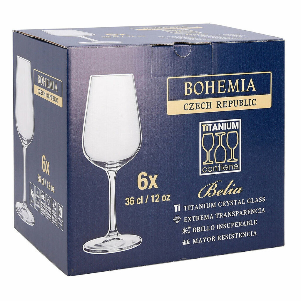 Vīna glāze Belia Bohemia 6 gb. (36 cl) cena un informācija | Glāzes, krūzes, karafes | 220.lv