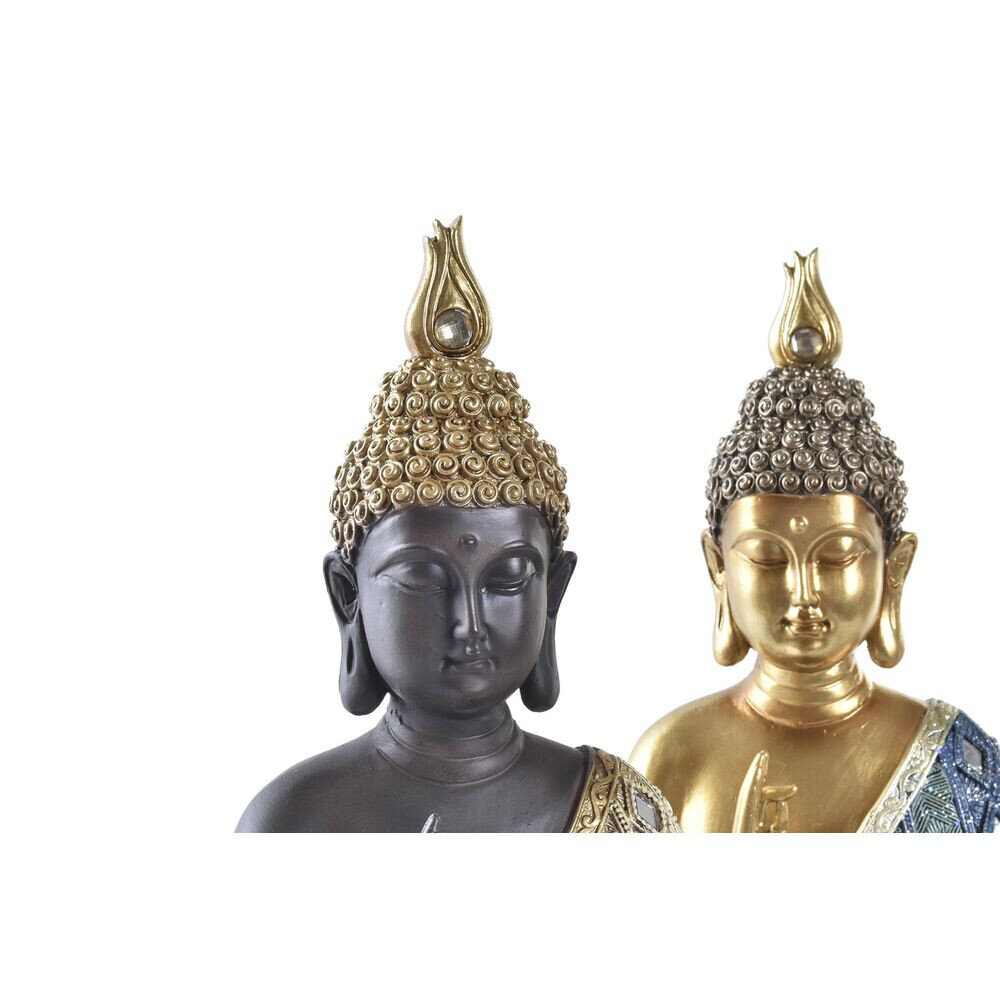 Dekoratīvās figūriņas DKD Home Decor 24 x 12 x 34 cm Zils Bronza Brūns Buda Austrumniecisks (2 gb.) cena un informācija | Interjera priekšmeti | 220.lv