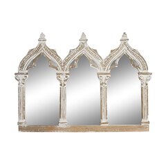 Настенное зеркало DKD Home Decor Белый Древесина манго (76 x 3,8 x 55,8 cm) цена и информация | Комплекты уличной мебели | 220.lv