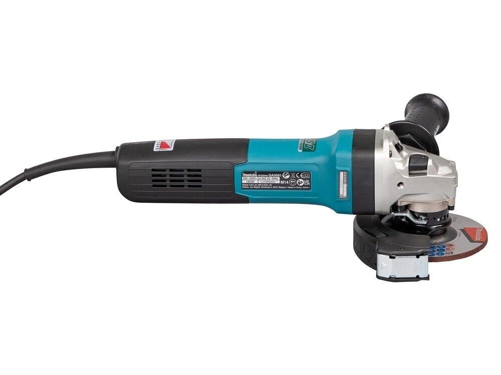 Leņķa slīpmašīna Makita, 1900 W, 125 mm, regulējams ātrums, GA5091X01, 220 V Makita cena un informācija | Slīpmašīnas | 220.lv