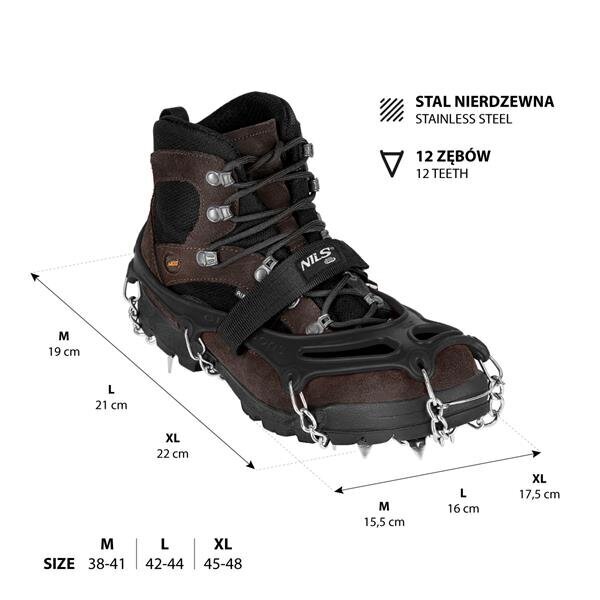 Krampji/pretslīdes tapas NC1717 BLACK CRAMPONS SIZE XL NILS CAMP цена и информация | Šūpuļtīkli | 220.lv