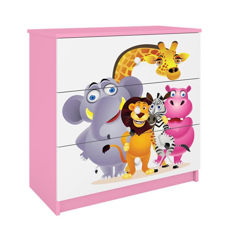 Rozā Dresser Babydreams zoodārzs cena un informācija | Kumodes | 220.lv