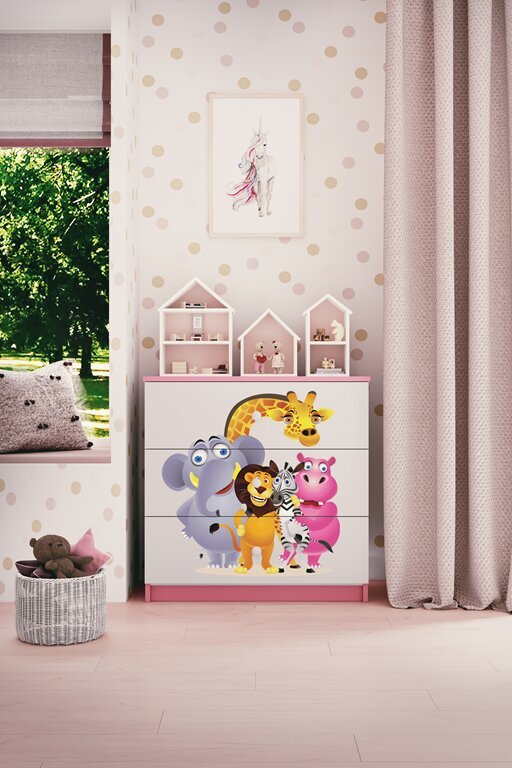 Rozā Dresser Babydreams zoodārzs cena un informācija | Kumodes | 220.lv