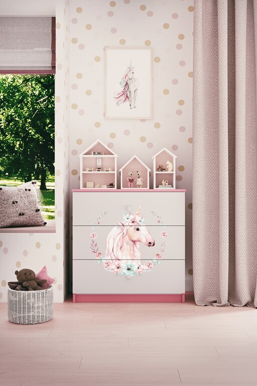 Rozā Dresser Babydreams vienradzis cena un informācija | Kumodes | 220.lv