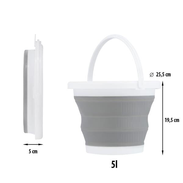 Salokāms spainis NC1783 FOLDING BUCKET GRAY 5L NILS CAMP cena un informācija | Šūpuļtīkli | 220.lv