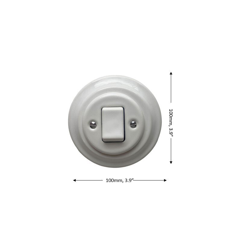 Olde Worlde Flush mounted push button switch, 1 Gang two pole - with a big key K1-R130QW seinäkytkin Balts , cena un informācija | Elektrības slēdži, rozetes | 220.lv