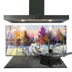 Virtuves sienas panelis, Ziemas parka akrila glezna, 100x50cm цена и информация | Комплектующие для кухонной мебели | 220.lv