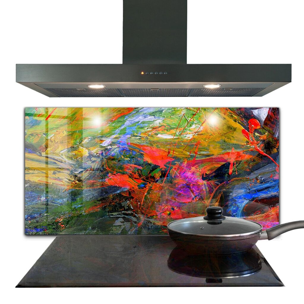 Virtuves sienas panelis, Krāsu sprādziens, 100x50cm cena un informācija | Virtuves furnitūra | 220.lv