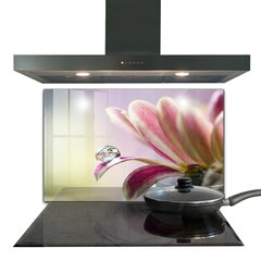 Virtuves sienas panelis, Zieds ar rasas pilienu rīts, 100x70cm цена и информация | Комплектующие для кухонной мебели | 220.lv
