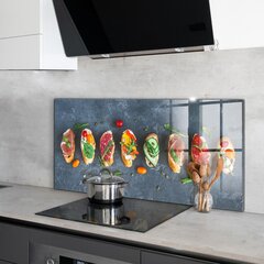 Virtuves sienas panelis, Uzkodas Apetīti rosinošās sviestmaizes, 120x60cm cena un informācija | Virtuves furnitūra | 220.lv