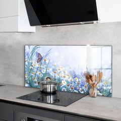 Virtuves sienas panelis, Vasaras pļavas tauriņa zieds, 120x60cm цена и информация | Комплектующие для кухонной мебели | 220.lv