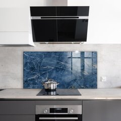 Virtuves sienas panelis, Zilā marmora tekstūra, 120x60cm цена и информация | Комплектующие для кухонной мебели | 220.lv