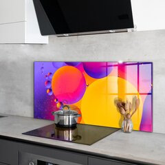 Virtuves sienas panelis, Krāsaini apļi, 140x70cm cena un informācija | Virtuves furnitūra | 220.lv