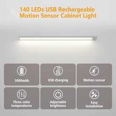 GMEKA TDL-61 LED Подсветка для дома, беспроводная на магнитах (40 см) цена и информация | Настенные светильники | 220.lv