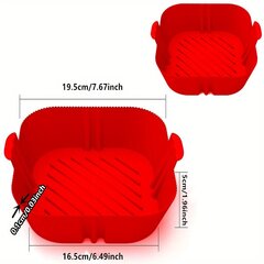 '1gab kvadrātveida gaisa fritieris silikona katls atkārtoti lietojams gaisa friteri ieliktņi cepeškrāsns cepšanas paplāte mājas virtuves gaisa cepšanas iekārtas piederumi 19.48cmx16.48cmx4.98cm' cena un informācija | Virtuves piederumi | 220.lv