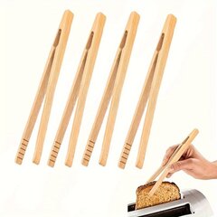 '4gab 17,78 cm bambusa tostera knaibles grauzdiņiem marinētiem gurķiem tējas vārīšanai virtuves knaibles āra kempings pikniks pārgājieni' cena un informācija | Virtuves piederumi | 220.lv