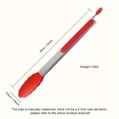 '1 шт., щипцы для еды из нержавеющей стали, 9/12 дюймов, силиконовый зажим для еды, пищевая термостойкая кухонная утварь' цена и информация | Кухонные принадлежности | 220.lv