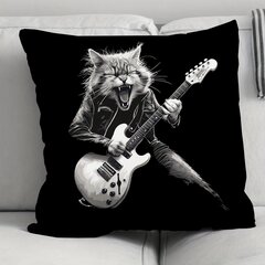 '1 gab rockstar cat ģitāras lietas vīriešiem un sievietēm dizaini pankroka kaķis spēlē ģitāru rokzvaigznes ģitārista raksts samta spilvena pārvalks kvadrātveida spilvens mest spilvena pārvalks dekoratīvs spilvena stilba' cena un informācija | Gultas veļas komplekti | 220.lv