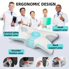 '1 шт., подушка для шеи с медленным отскоком, подушка для сна, подушка из пены с эффектом памяти, подушка в форме бабочки для боковых шпал' цена и информация | Подушки | 220.lv