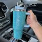 HydroCup termokrūze ar salmiņiem XL 1200ml - gaiši zila ar kristāliņiem cena un informācija | Termosi, termokrūzes | 220.lv