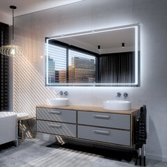 Spogulis ar LED Apgaismojumu Vannas Istabai, Guļamistabai, Viesistabai - Barcelona - 140 cm, 90 cm cena un informācija | Vannas istabas spoguļi | 220.lv