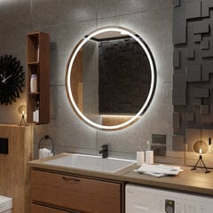 ApaļšSpogulis ar LED Apgaismojumu Vannas Istabai, Guļamistabai, Viesistabai - London - 95 cm cena un informācija | Vannas istabas spoguļi | 220.lv