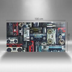 Rūdīta stikla attēls Boombox vintage stila mūzika, 100x50 cm цена и информация | Картины | 220.lv