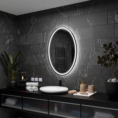 Ovāls Spogulis ar LED Apgaismojumu Vannas Istabai, Guļamistabai, Viesistabai - Panama - 70x110 cm cena un informācija | Vannas istabas spoguļi | 220.lv