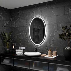 Ovāls Spogulis ar LED Apgaismojumu Vannas Istabai, Guļamistabai, Viesistabai - Panama - 50x70 cm cena un informācija | Vannas istabas spoguļi | 220.lv