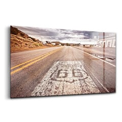 Rūdīta stikla attēls Route 66 Amerikas štata ceļš, 100x50 cm цена и информация | Картины | 220.lv