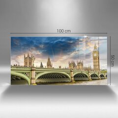Rūdīta stikla attēls Londonas arhitektūras ainava, 100x50 cm cena un informācija | Gleznas | 220.lv