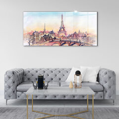 Rūdīta stikla attēls Gleznots skats uz Parīzi, 100x50 cm цена и информация | Картины | 220.lv