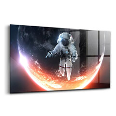 Rūdīta stikla attēls Astronauts kosmosā, 100x50 cm цена и информация | Картины | 220.lv