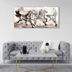 Rūdīta stikla attēls Skriešana Galloping Horses Daba, 100x50 cm cena un informācija | Gleznas | 220.lv