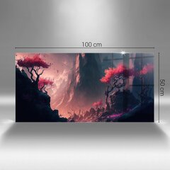 Rūdīta stikla attēls Maģisks mežs un kalnu grēda, 100x50 cm цена и информация | Картины | 220.lv