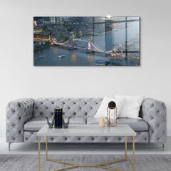 Rūdīta stikla attēls Londonas Tower Bridge naktī, 100x50 cm cena un informācija | Gleznas | 220.lv