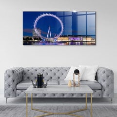 Rūdīta stikla attēls London Eye panorāmas rats Londona, 100x50 cm cena un informācija | Gleznas | 220.lv