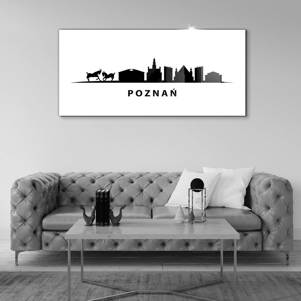 Rūdīta stikla attēls Poznaņas panorāmas grafika, 100x50 cm cena un informācija | Gleznas | 220.lv