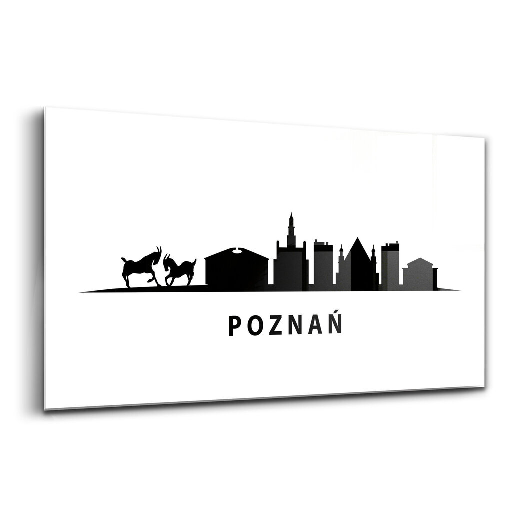 Rūdīta stikla attēls Poznaņas panorāmas grafika, 100x50 cm cena un informācija | Gleznas | 220.lv