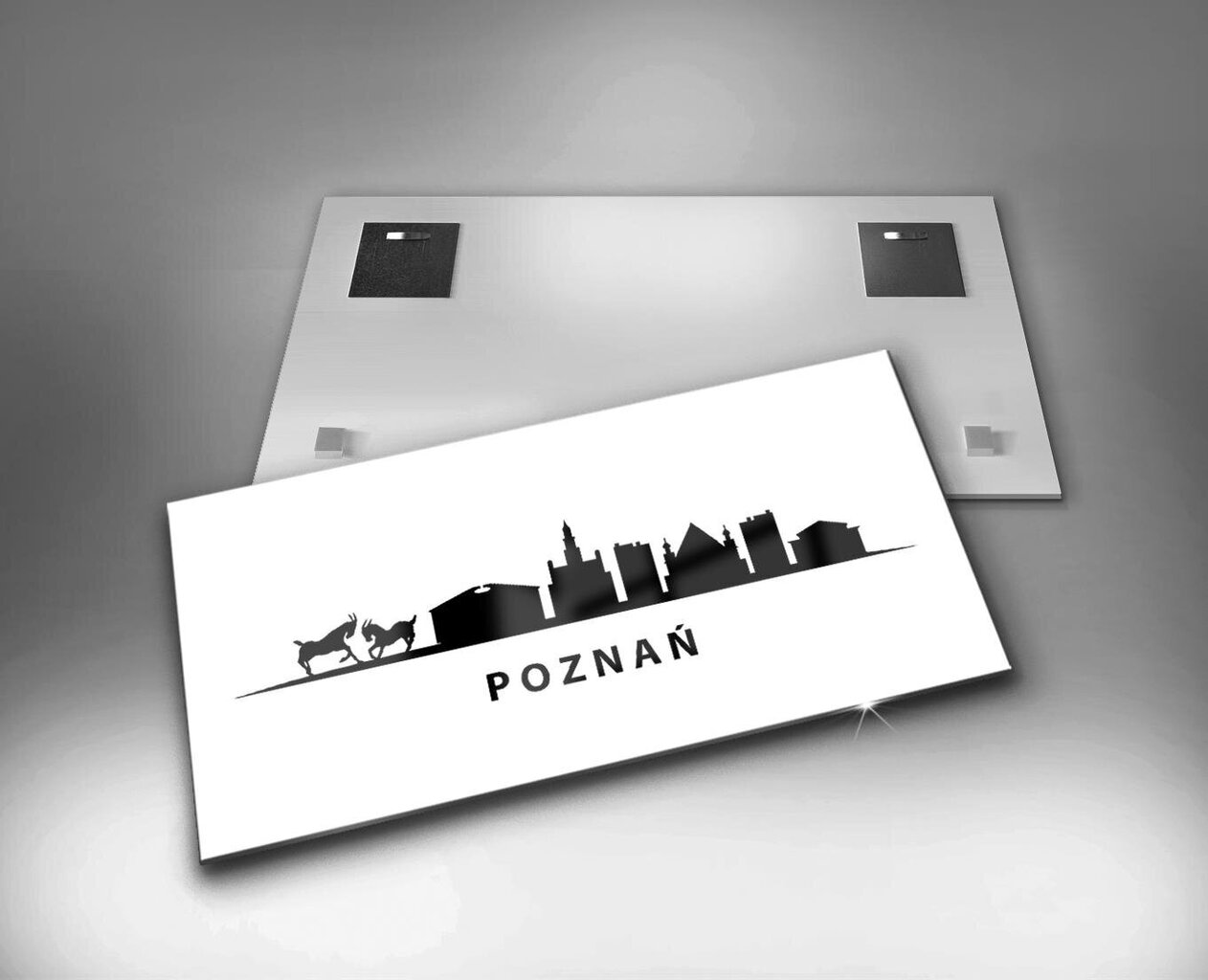 Rūdīta stikla attēls Poznaņas panorāmas grafika, 100x50 cm cena un informācija | Gleznas | 220.lv